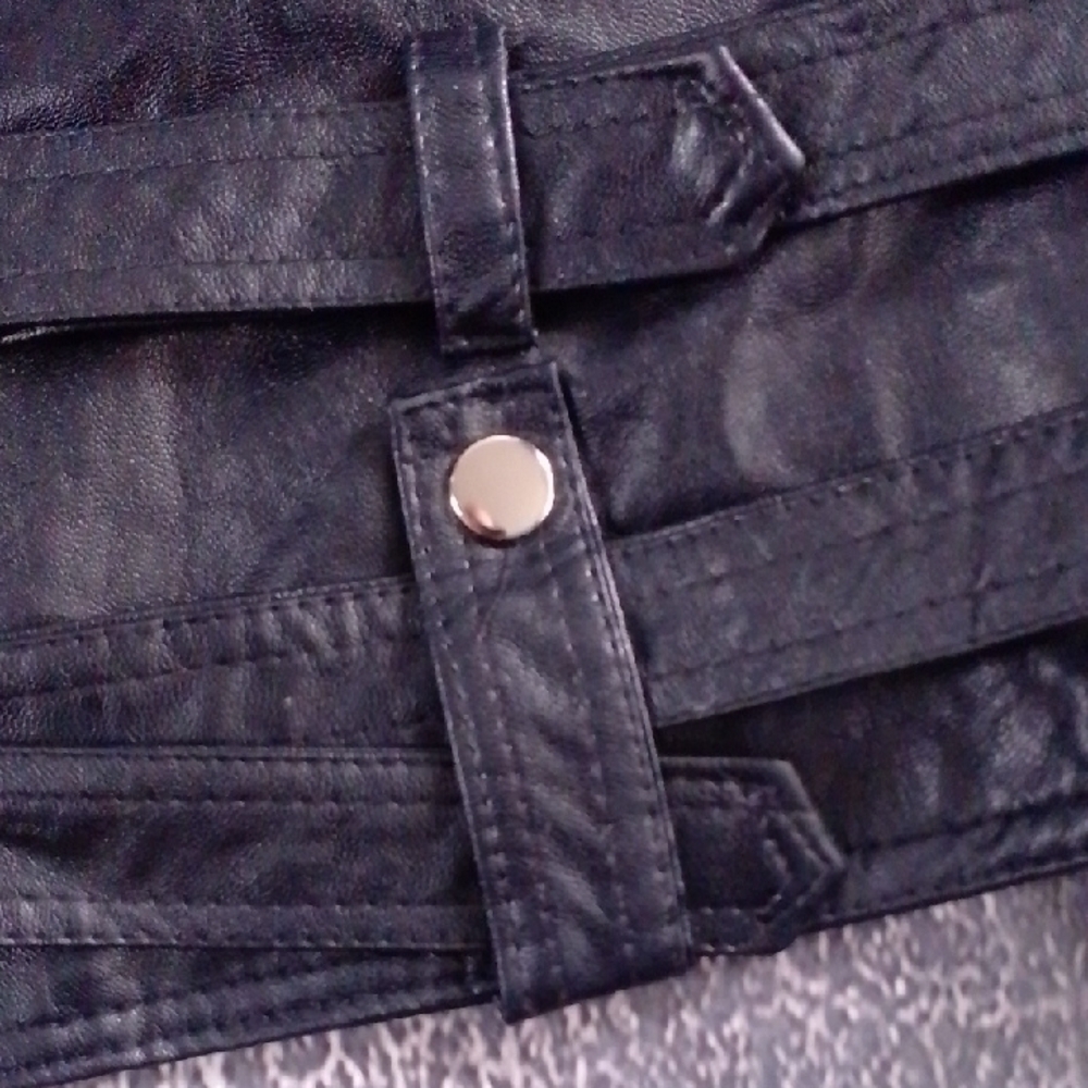 Black Faux Leather Biker Jacket - Picture 4 of 10